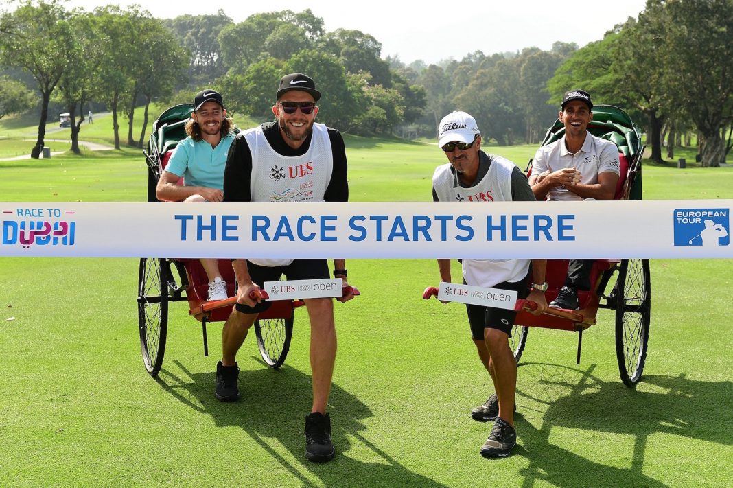 HONG KONG, 22 November : Tommy Fleetwood of England and Raffa Cabrera Bello of Spain pictured during the launching of The Road To Dubai ahead of UBS Hong Kong Open 2017 at the Hong Kong Golf Club, Hong Kong on 22 November 2017. Photo by Arep Kulal / Getty Images