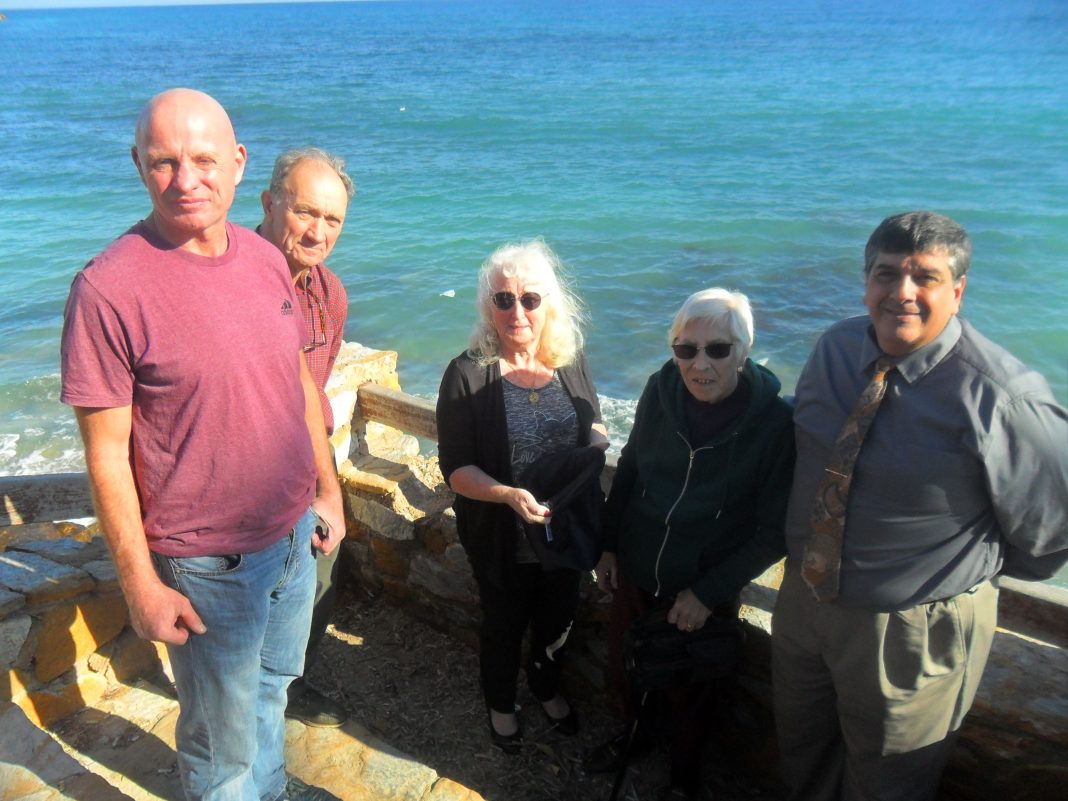 Pictured (l-r) Relatives, Eileen Mayes, Maureen Kilby and pastor Rafael Restrepo.