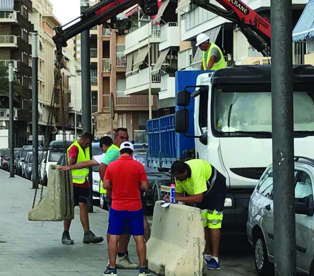 The original blocks being installed in 2017