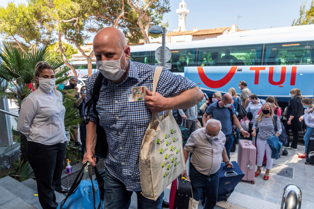 German holidaymakers arrive on the Balearic Islands