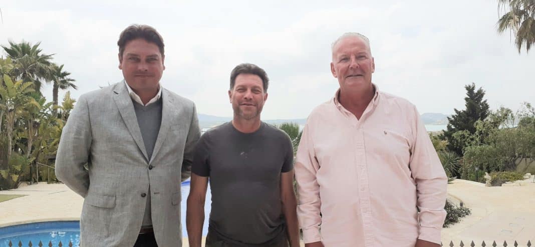 Ruud Van Oost, Derek Ray and reporter Andrew Atkinson at Casa La Pedrera.