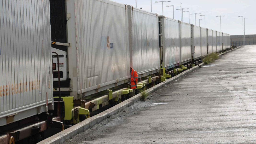 Loaded containers in the port of Alicante,