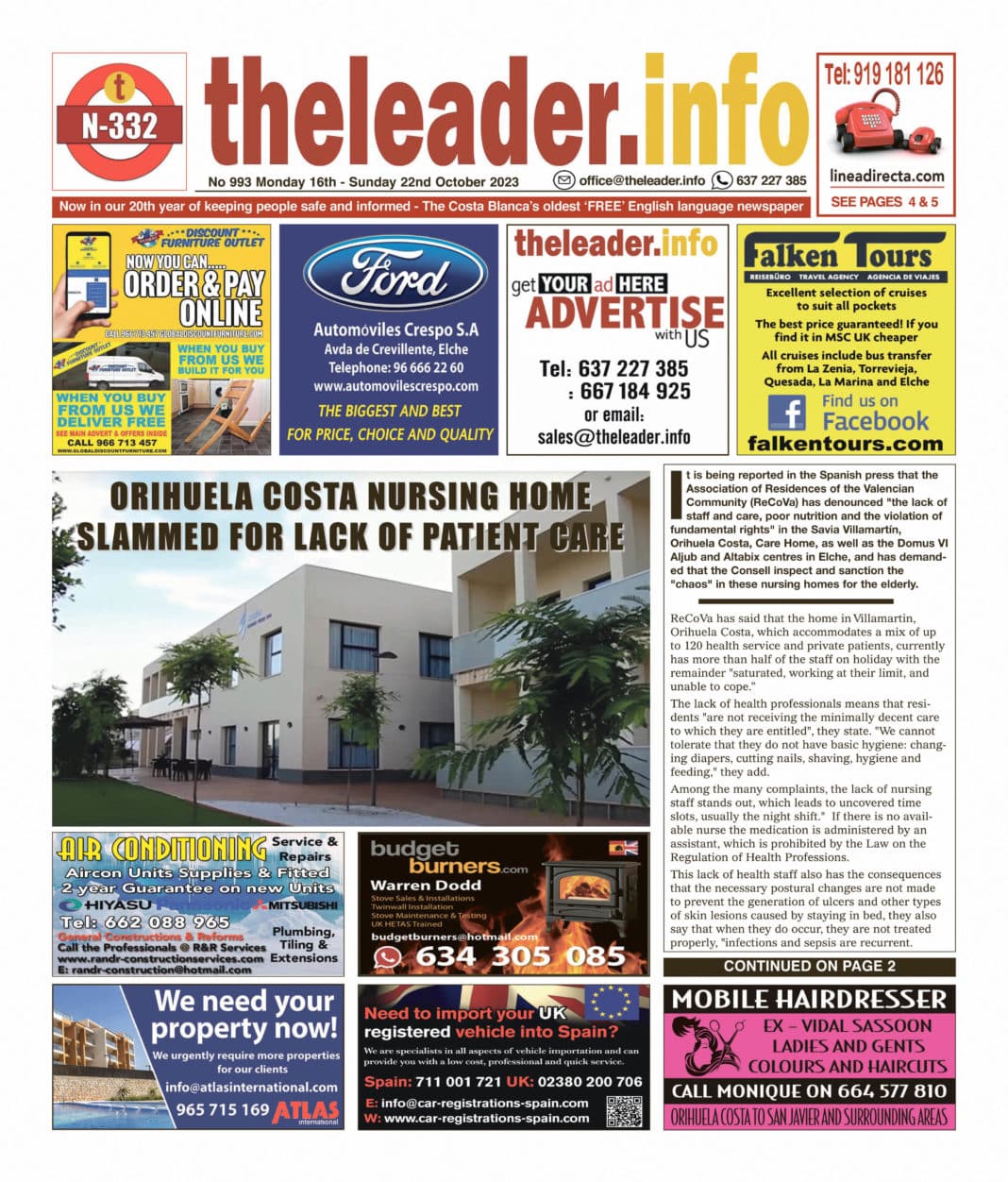 The Costa Blanca and Costa Calida Leader Newspaper