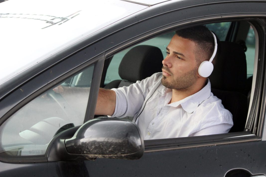 Driving wearing headphones