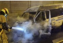 Pilar de la Horadada AP-7 tunnel closed due to a van fire Minibus fire AP7 Motorway tunnel, Pilar de la Horadada
